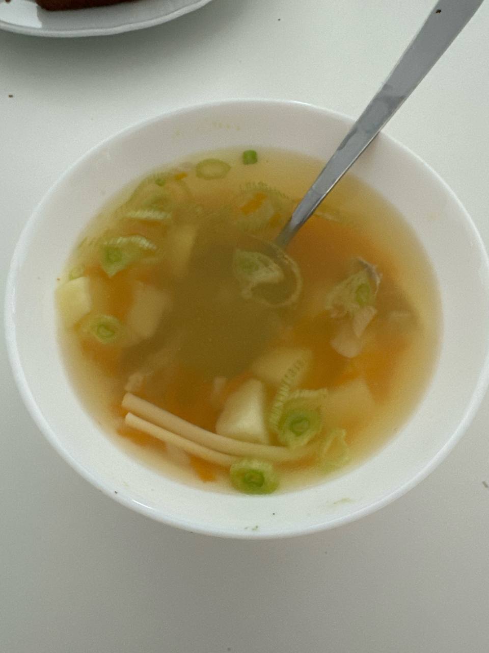 Broth-based vegetable noodle soup