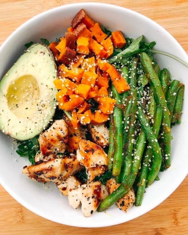 Grilled Chicken And Vegetables With Sweet Potato