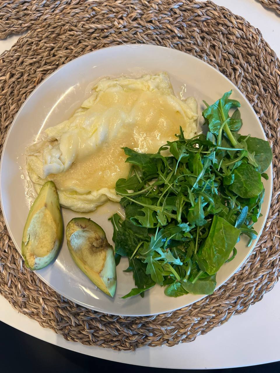Omelette With Arugula Salad And Avocado