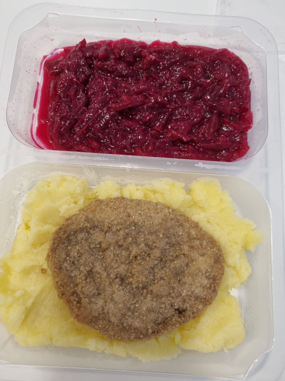 Mashed Potatoes With Schnitzel And Boiled Beetroot