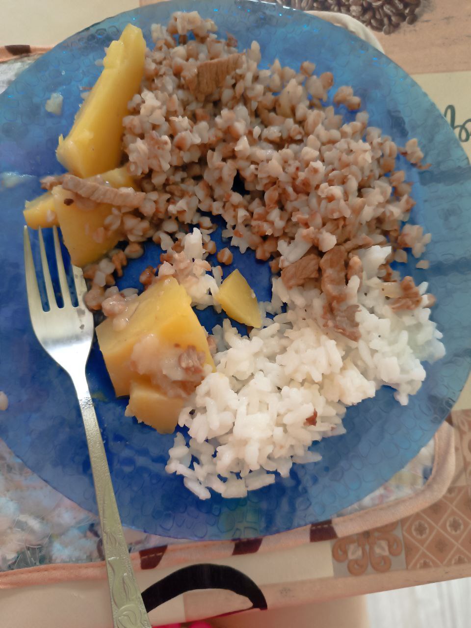 Uncertain Dish With Rice, Fruit (mango Or Pineapple), And Meat/tofu/tempeh