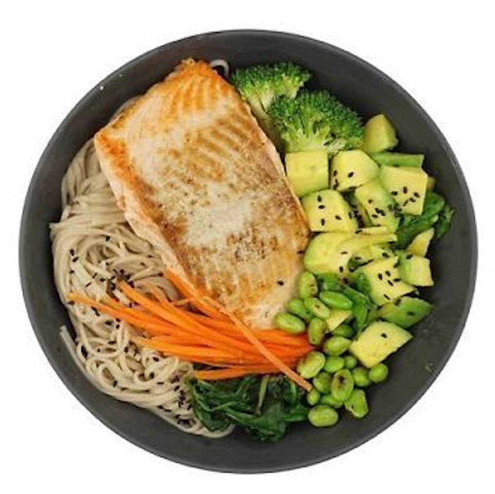 Grilled Salmon Soba Noodle Bowl