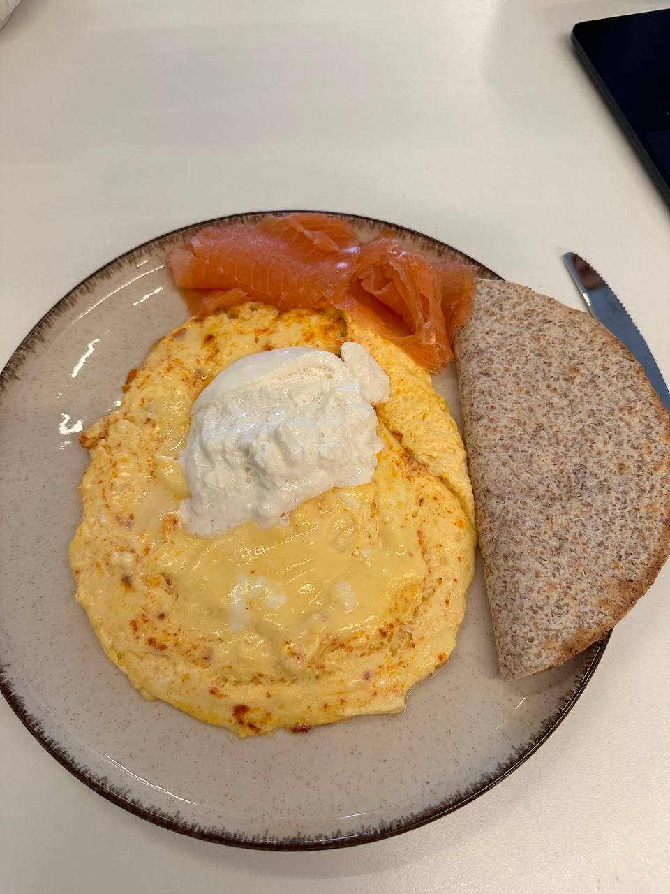 Breakfast/brunch Dish With Eggs, Smoked Salmon, And Wholegrain Bread