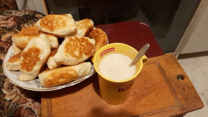 Fried Stuffed Pastries & Hot Milk-based Drink