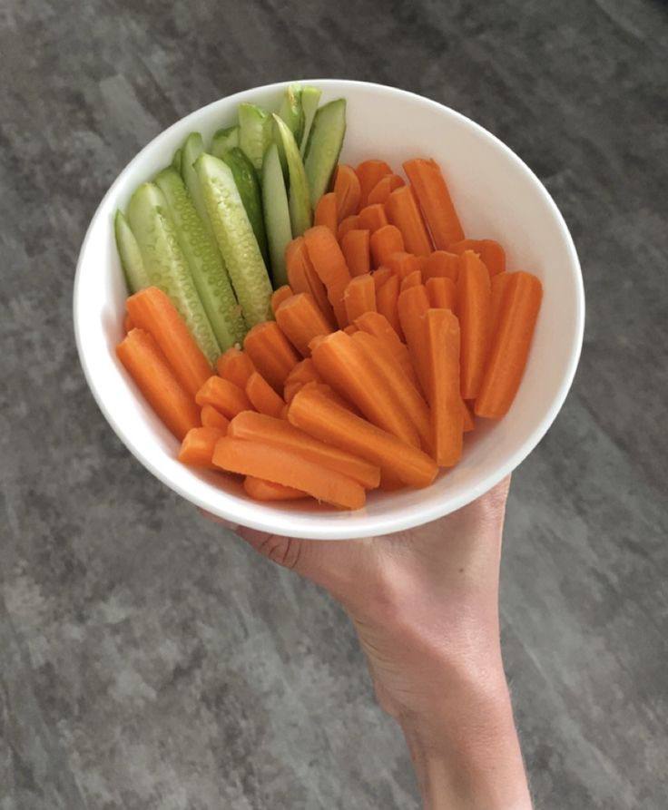 Raw cucumber and carrot sticks