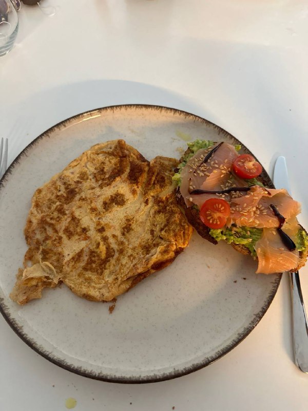 Omelette With Smoked Salmon Salad Sandwich