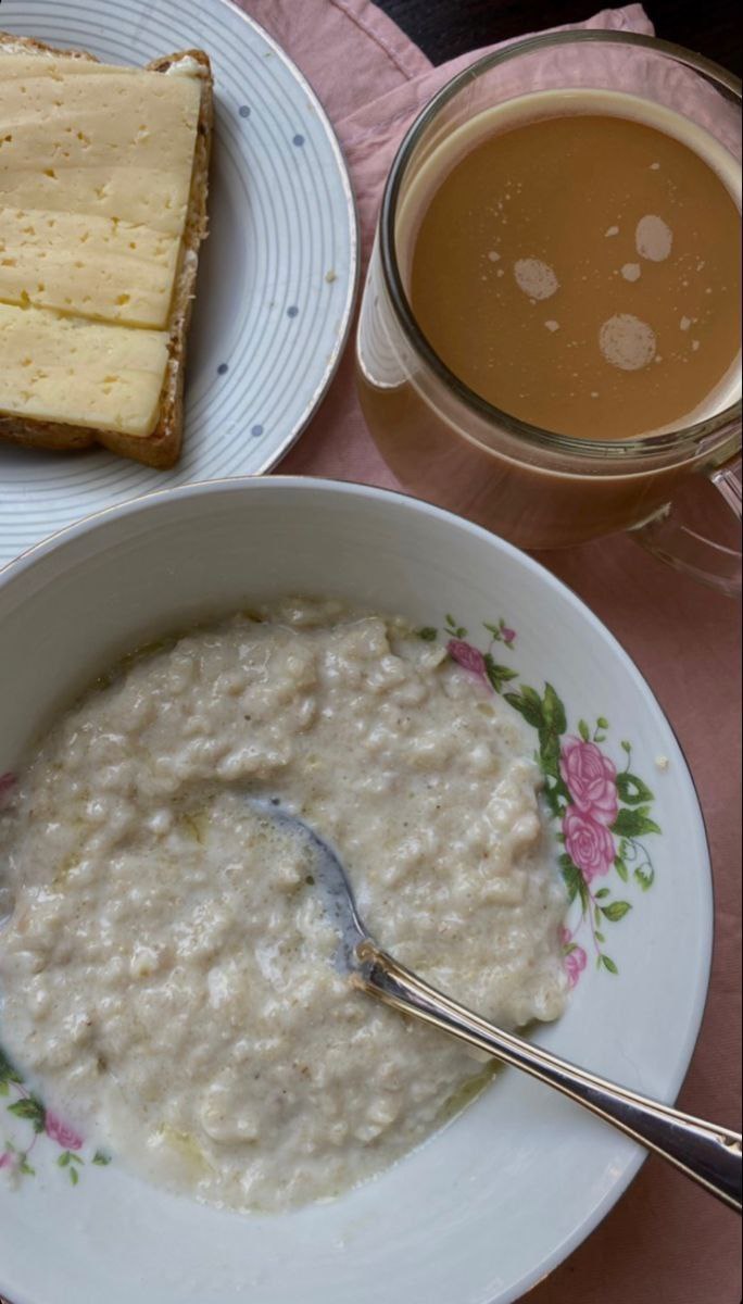 Oatmeal, Buttered Toast, And Coffee