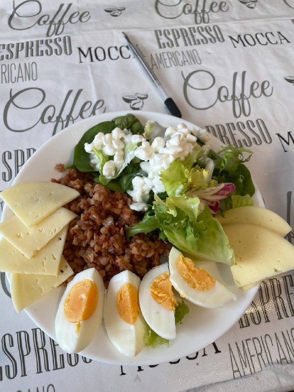 Buckwheat Salad With Cheese And Boiled Eggs