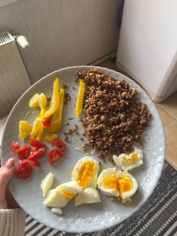 Buckwheat With Boiled Eggs And Vegetables