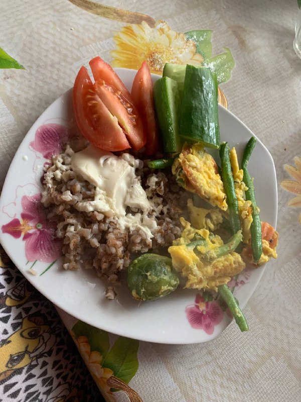 Mixed Plate With Buckwheat, Vegetables, And Egg