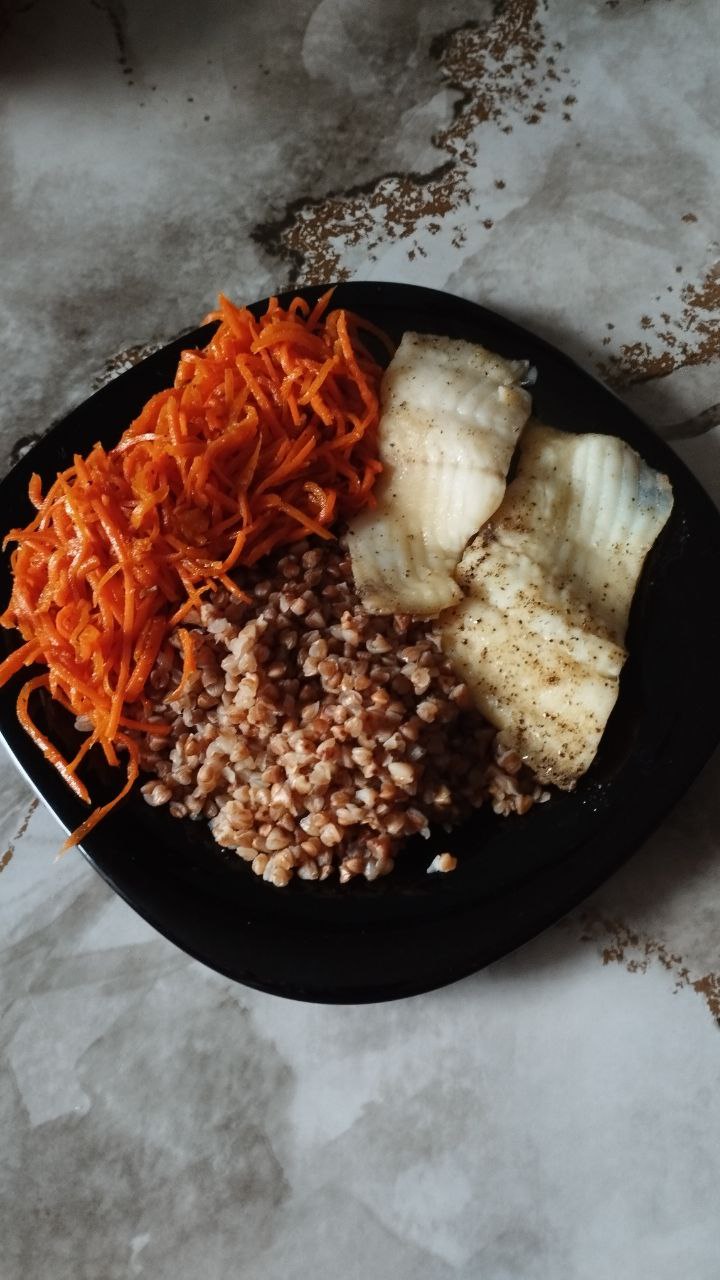 Grilled Fish With Buckwheat And Shredded Carrot Salad