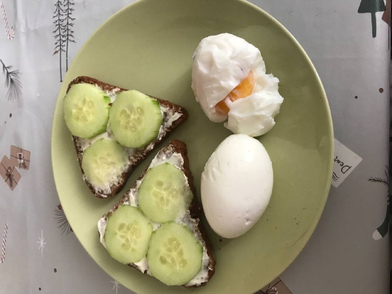 Open-face Cucumber Sandwich With Boiled Eggs