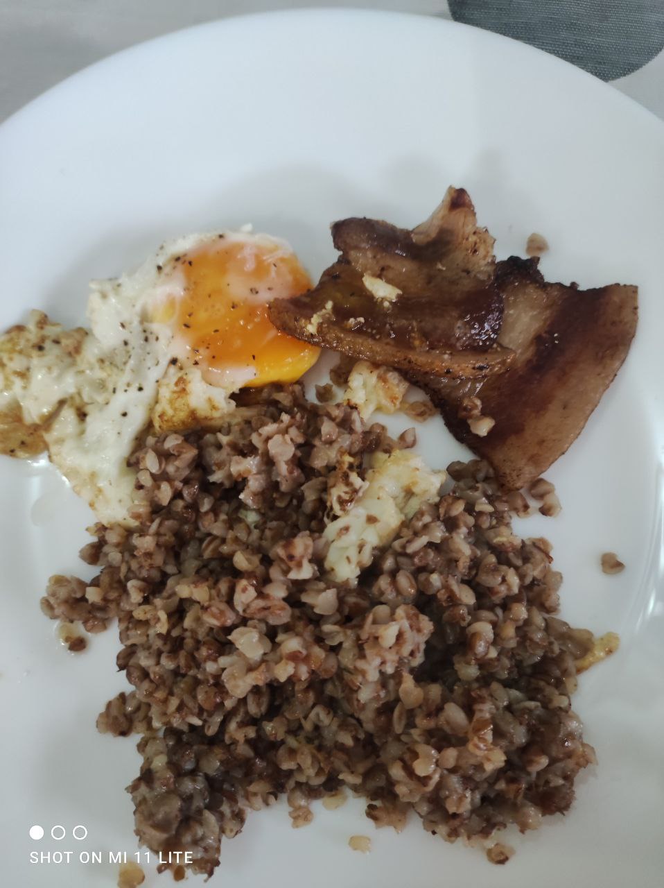 Buckwheat With Fried Egg And Pork Belly