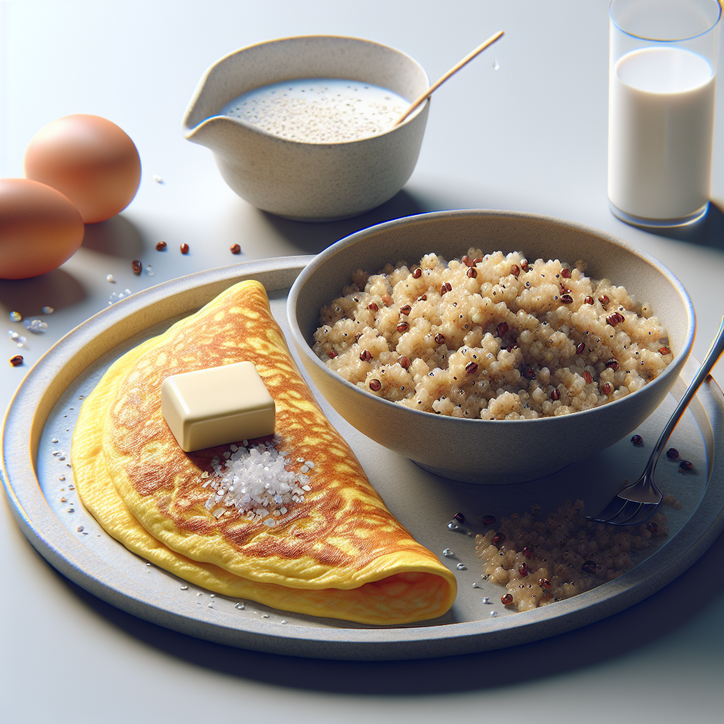 Omelette And Quinoa-bulgur Porridge