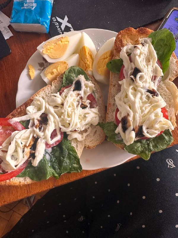 Open-faced Chicken Sandwich With Boiled Egg