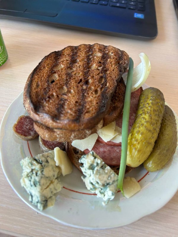 Grilled Cheese Sandwich With Sausage And Pickles