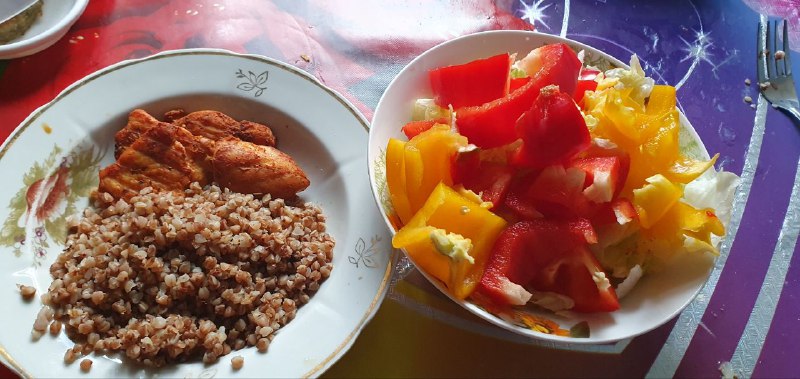 Grilled Chicken with Buckwheat and Salad