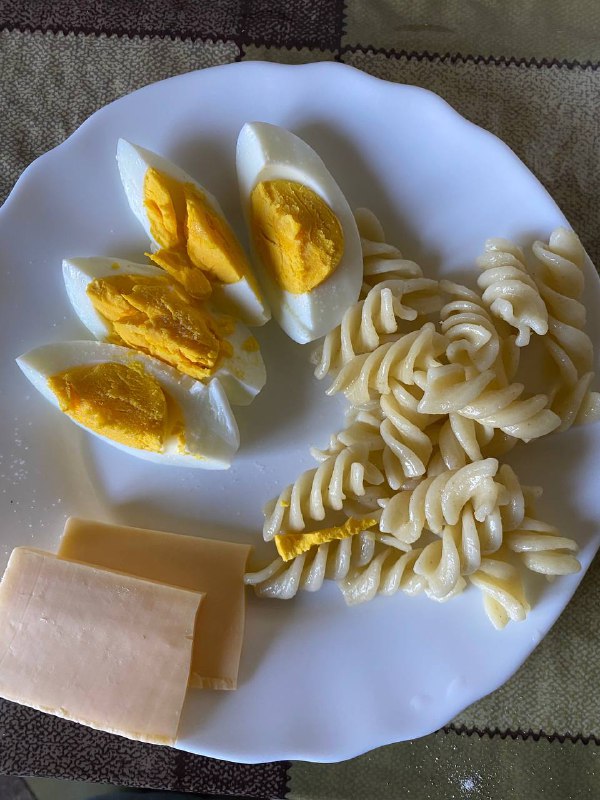 Hard-boiled Eggs With Pasta And Cheese Slice