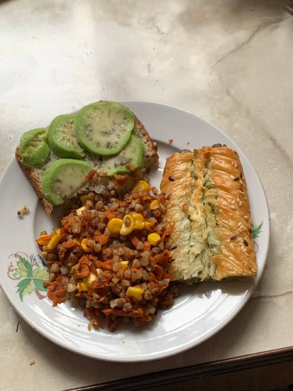 Salmon Puff Pastry With Lentil Salad And Open-faced Avocado Cucumber Sandwich