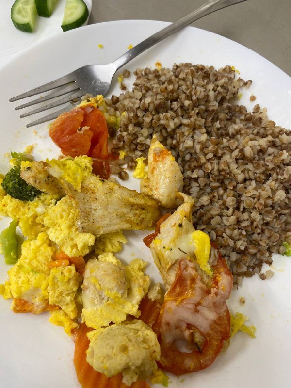 Scrambled Eggs With Vegetables And Buckwheat