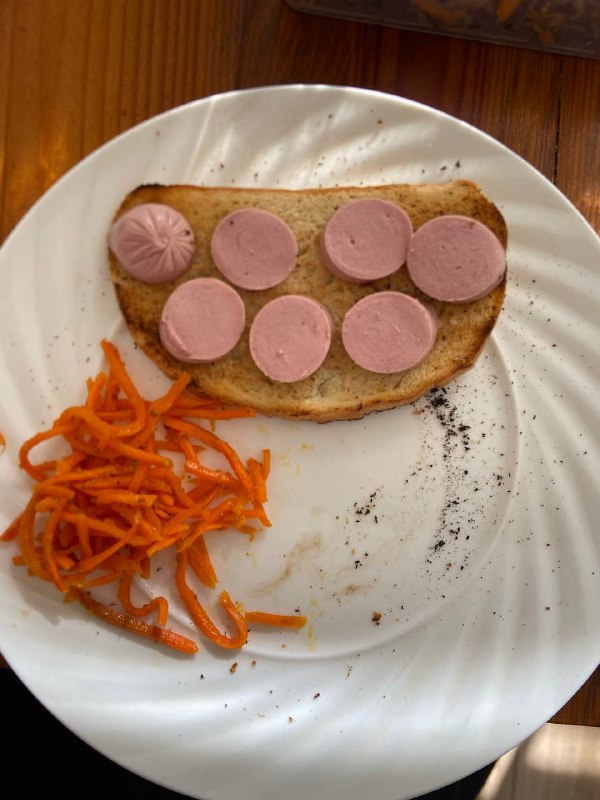 Open-faced Sausage Sandwich With Shredded Carrots