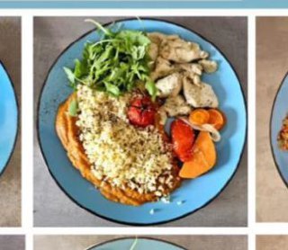 Grilled Chicken And Couscous Salad With Roasted Tomatoes And Vegetable Puree