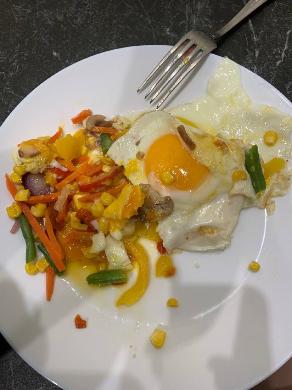 Fried Eggs With Mixed Vegetables