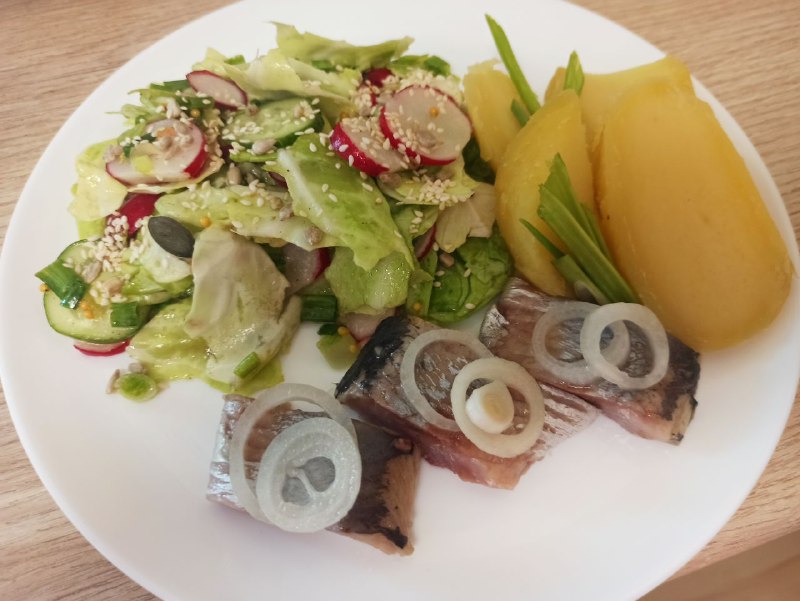 Herring With Potatoes And Salad