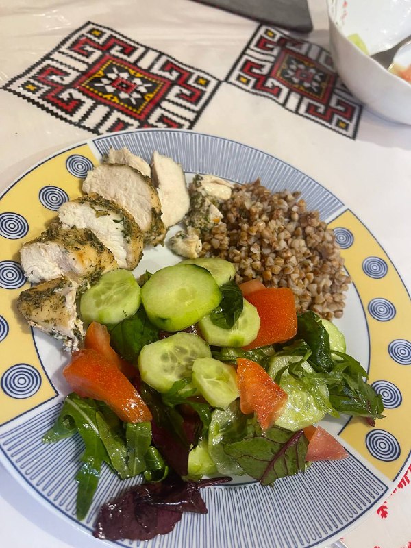 Grilled Chicken With Buckwheat And Garden Salad