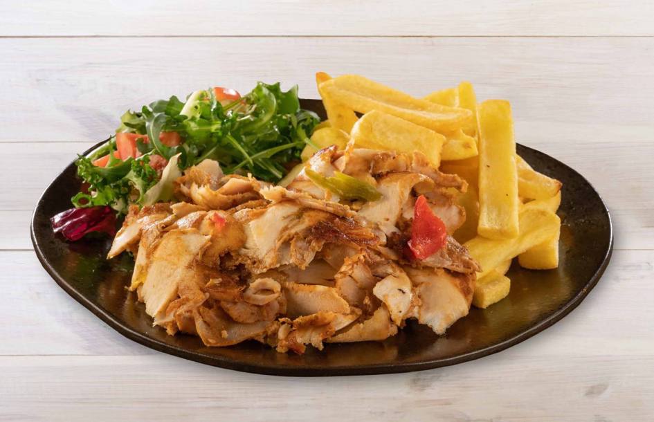 Chicken Gyros With French Fries And Salad