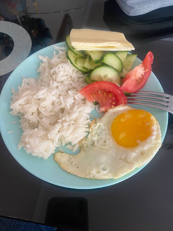 Not A Standard Dish Name (combination Of Fried Egg, White Rice, Vegetables, And Cheese)