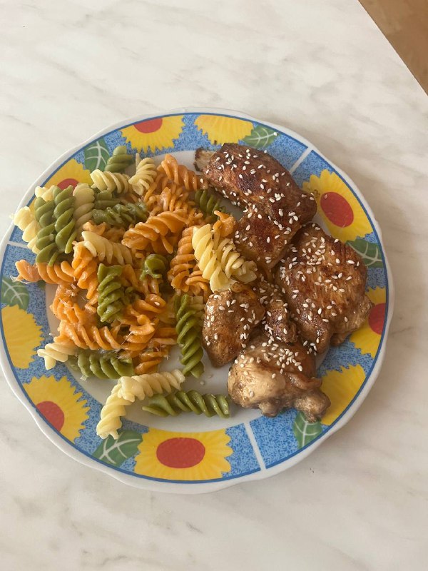 Sesame Chicken With Tri-color Rotini Pasta