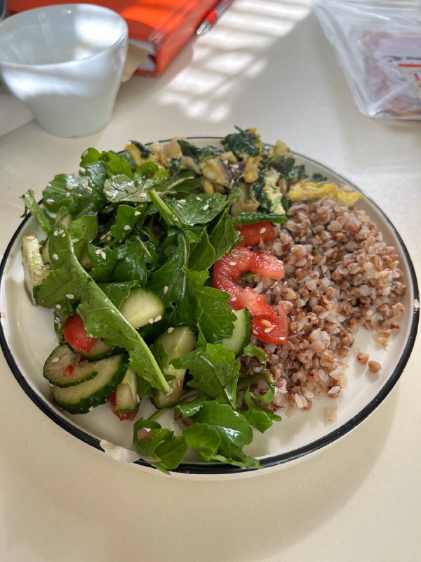 Buckwheat Salad With Scrambled Eggs And Vegetables