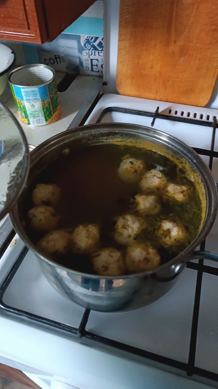 soup or stew with dumplings or meatballs