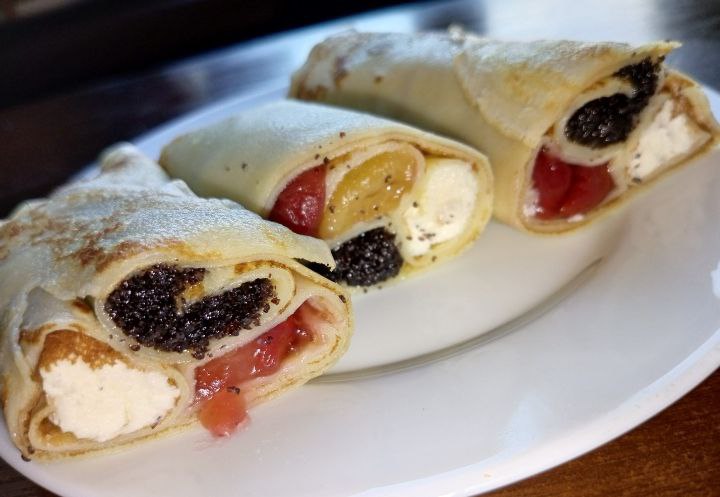 Blintzes With Fruit And Cheese Filling
