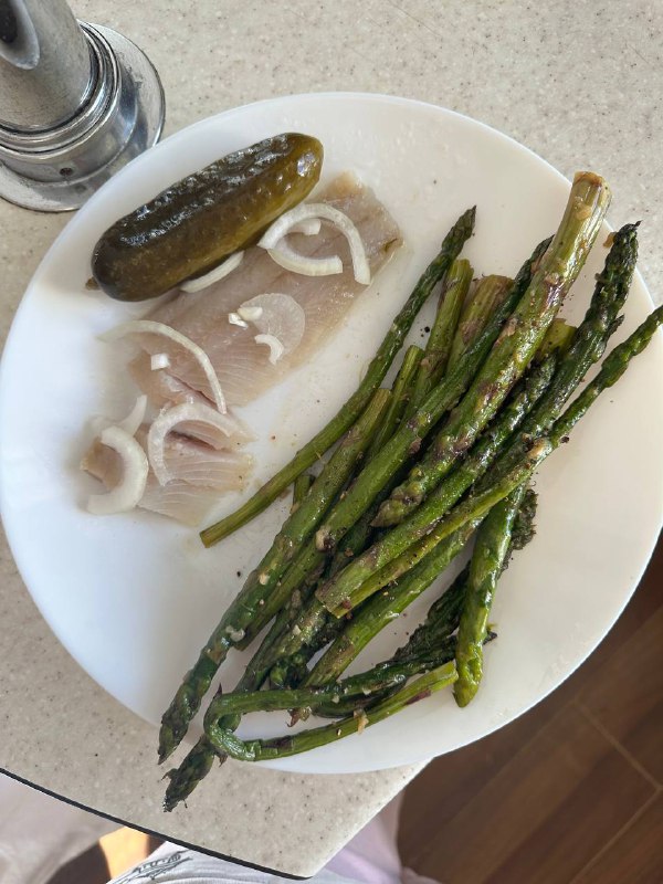 Pickled Herring With Grilled Asparagus And Dill Pickle