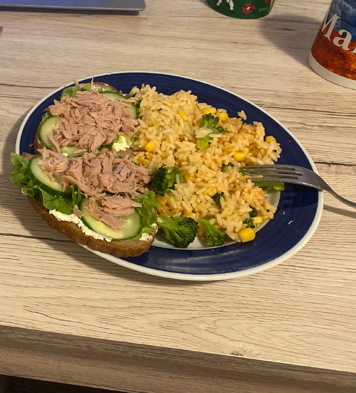 Tuna Salad Sandwich With Rice And Vegetables