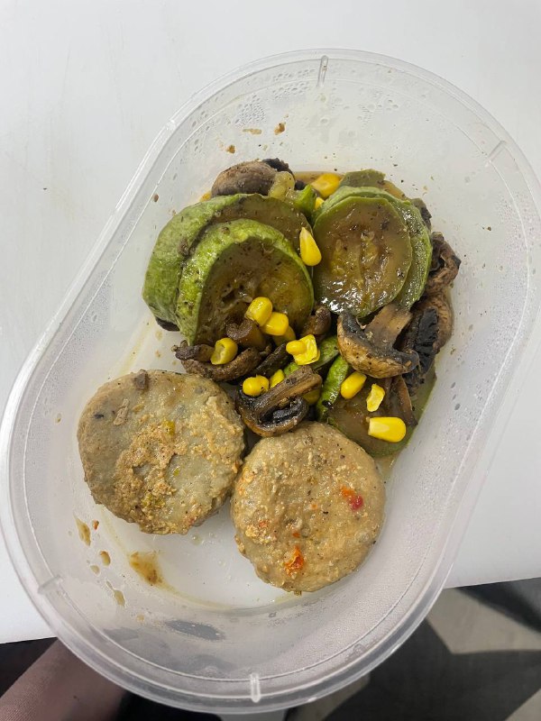 Mixed Plate With Veggie Patties And Sautéed Vegetables