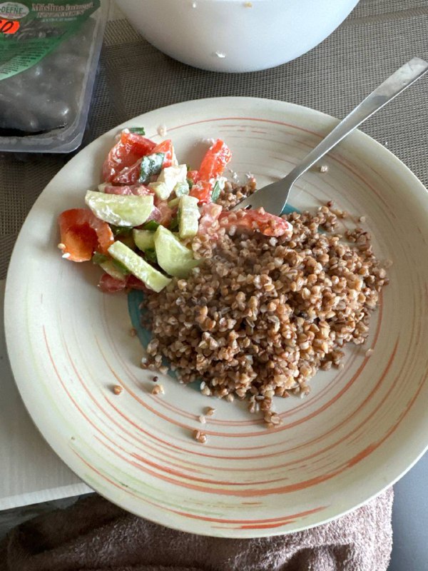 Buckwheat With Tomato And Cucumber Salad
