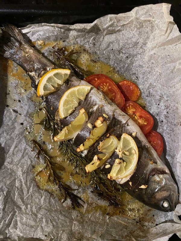 Baked Whole Fish With Tomatoes And Herbs