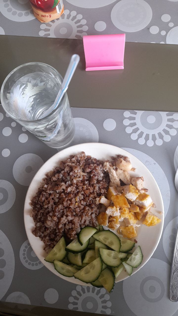 Brown Rice, Grilled Chicken, And Cucumber Meal