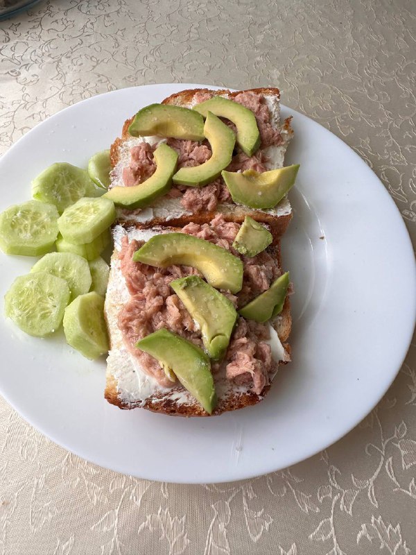 Tuna, Avocado, And Cucumber Open-faced Sandwich