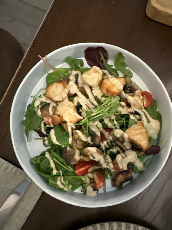 Grilled Chicken Salad With Mixed Greens And Mushrooms