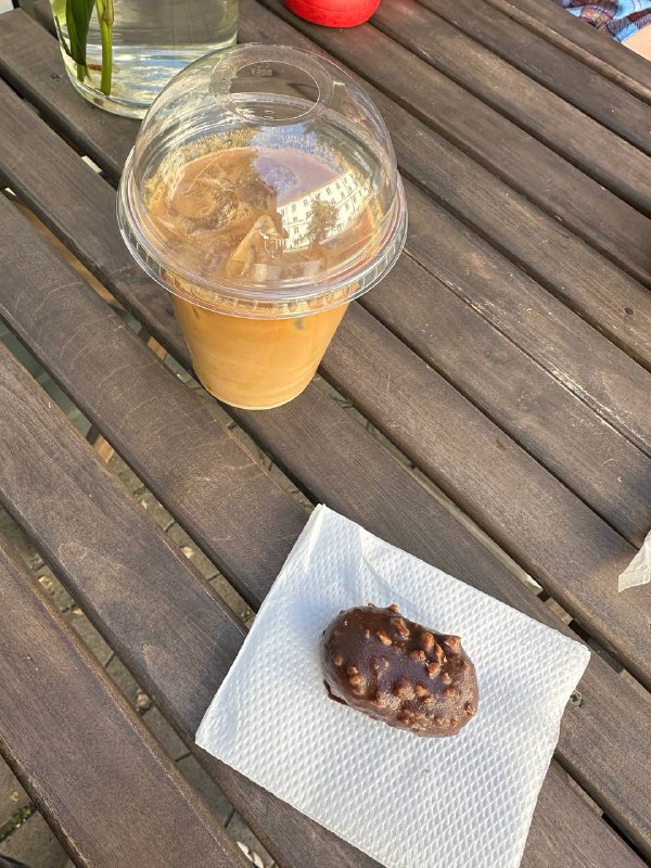 Iced Coffee And Chocolate-coated Cookie