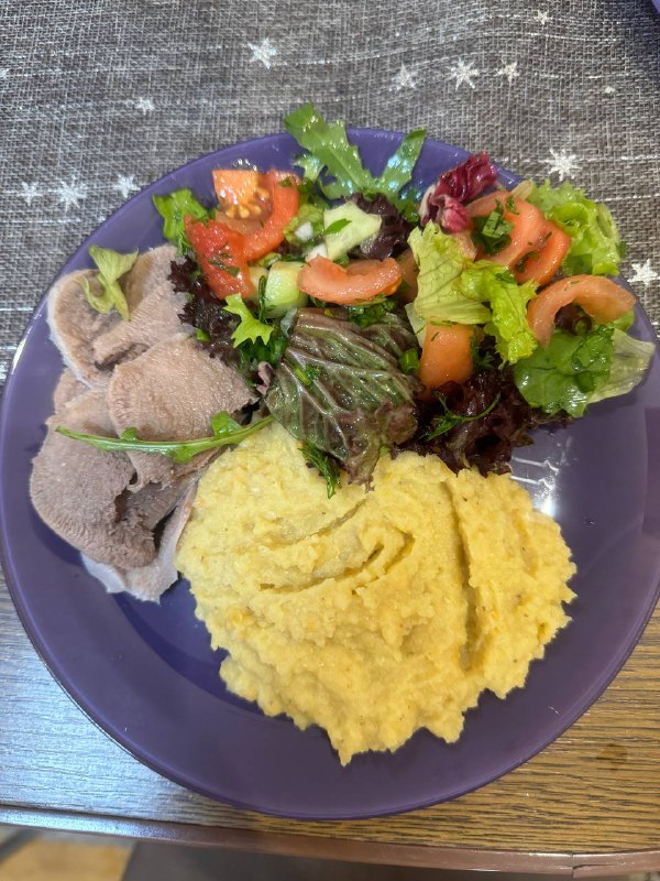 Meat With Polenta And Salad