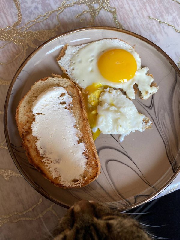 Fried Egg With Toast And Cream Cheese