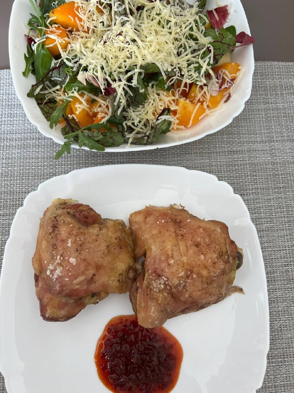 Roasted Chicken Thighs With Salad