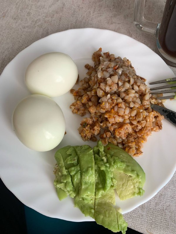 Boiled Eggs With Buckwheat And Avocado
