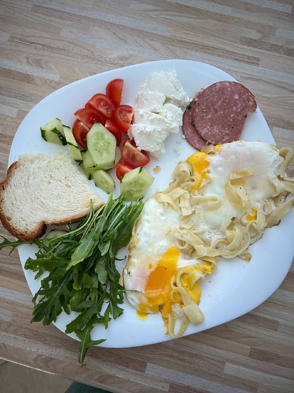 Breakfast Plate With Eggs, Veggies, Cheese, And Sausage