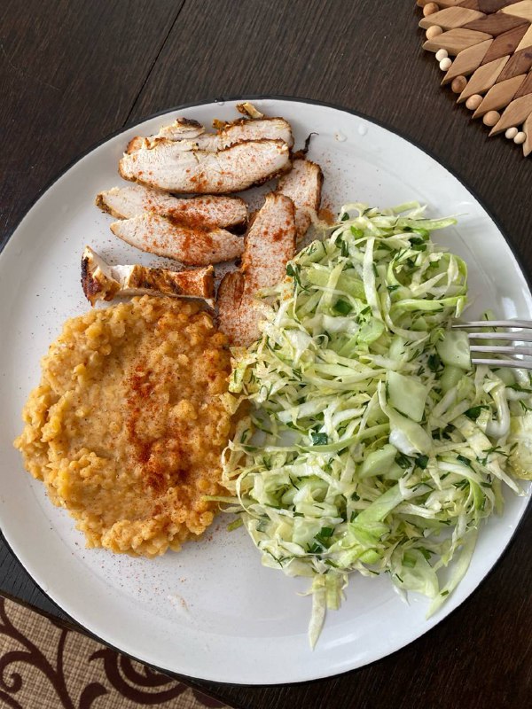 Grilled Chicken With Lentils And Cabbage Salad